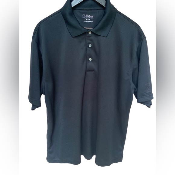 PGA Tour Shirts Pga Tour Mens 3 Button Basic Black Polo Golf Shirt